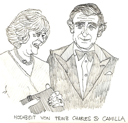 Karikatur von Prinz Charles und Camilla Parker Bowles