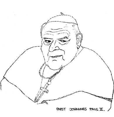 Karikatur von Papst Johannes Paul II., Jean Paul II